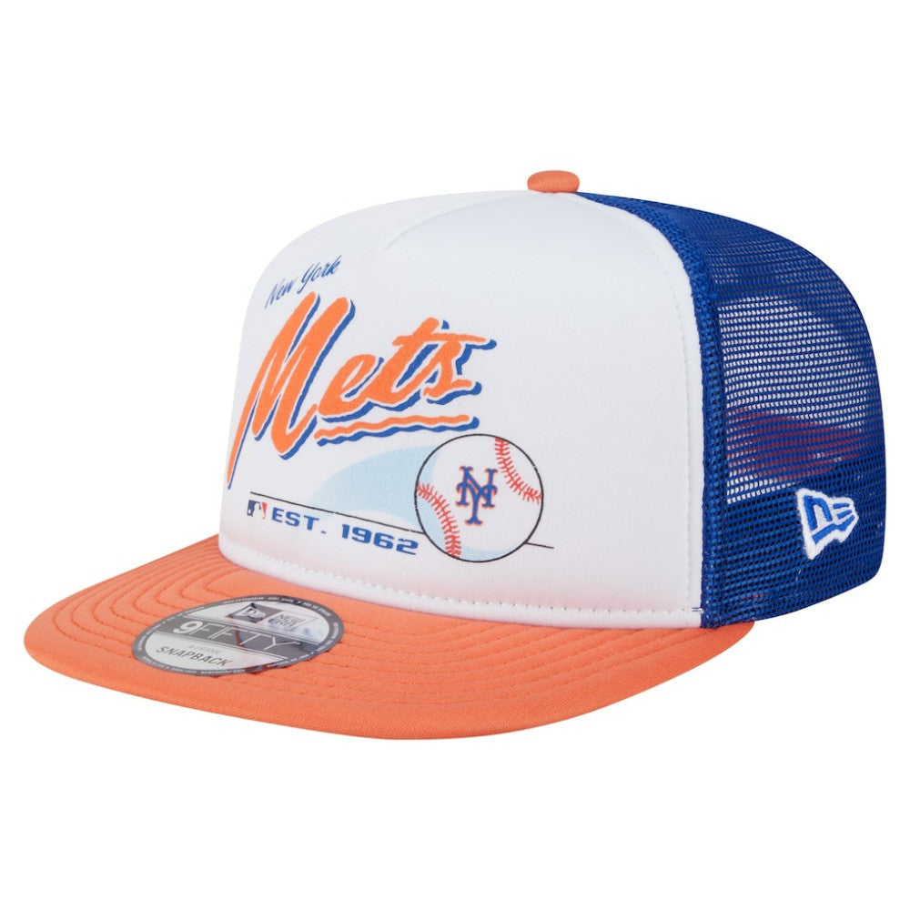 New York Mets New Era Retro Script Trucker 9FIFTY Snapback Hat - MLB Hats