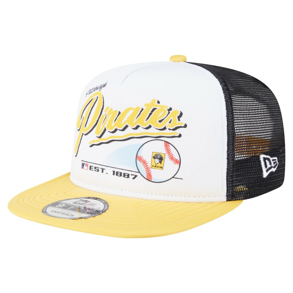 Pittsburgh Pirates New Era Retro Script Trucker 9FIFTY Snapback Hat - MLB Hats