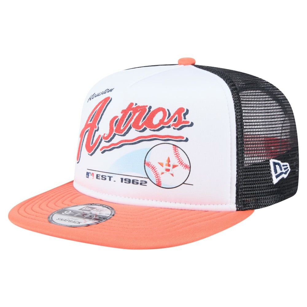 Houston Astros New Era Retro Script Trucker 9FIFTY Snapback Hat - MLB Hats