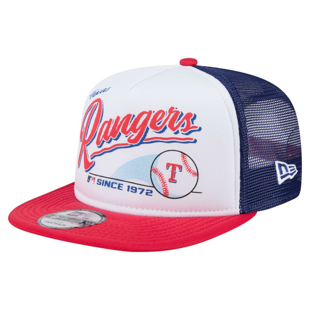 Texas Rangers New Era Retro Script Trucker 9FIFTY Snapback Hat - MLB Hats