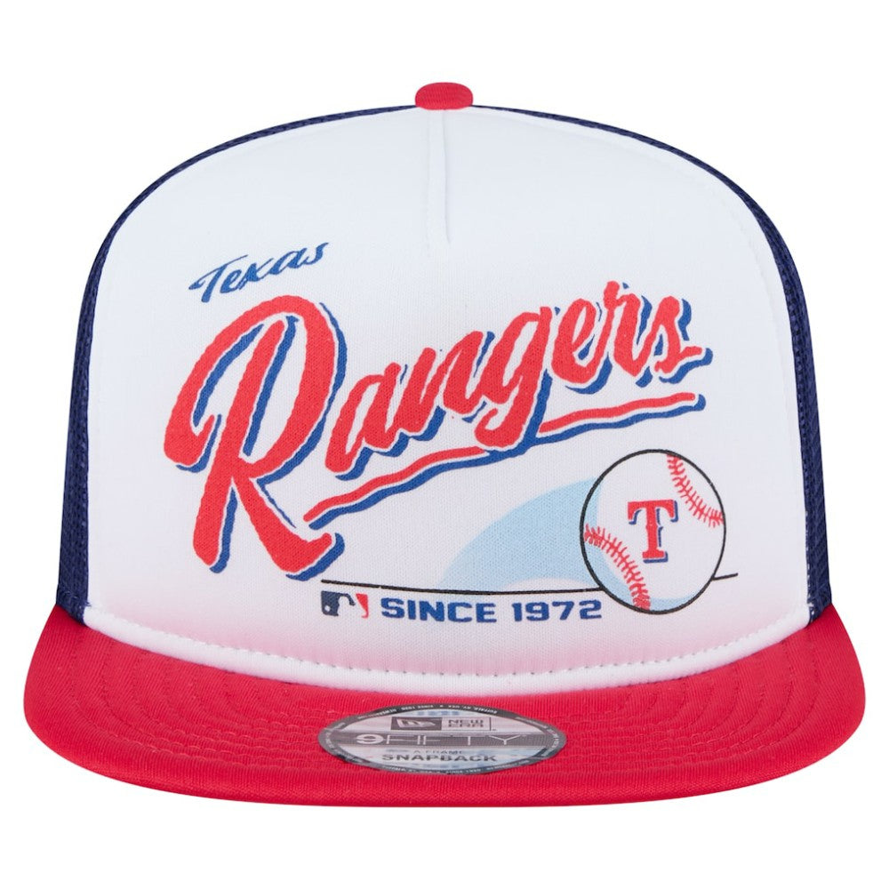 Texas Rangers New Era Retro Script Trucker 9FIFTY Snapback Hat - MLB Hats