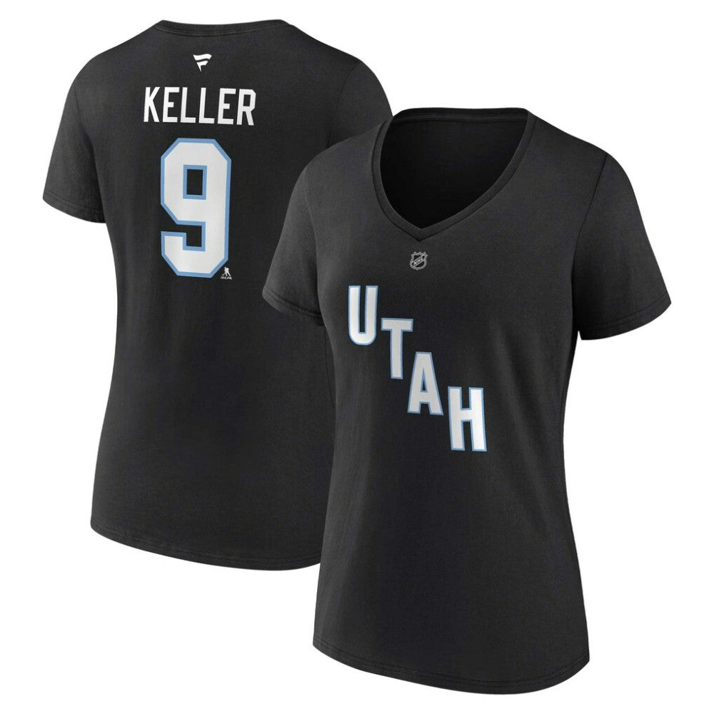Clayton Keller Utah Mammoth Fanatics Women's Authentic Stack Name & Number V-Neck T-Shirt -  NHL T-shirts