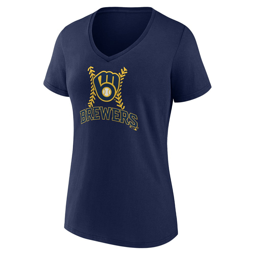 Milwaukee Brewers Women's Fastball V-Neck T-Shirt - MLB T-shirts