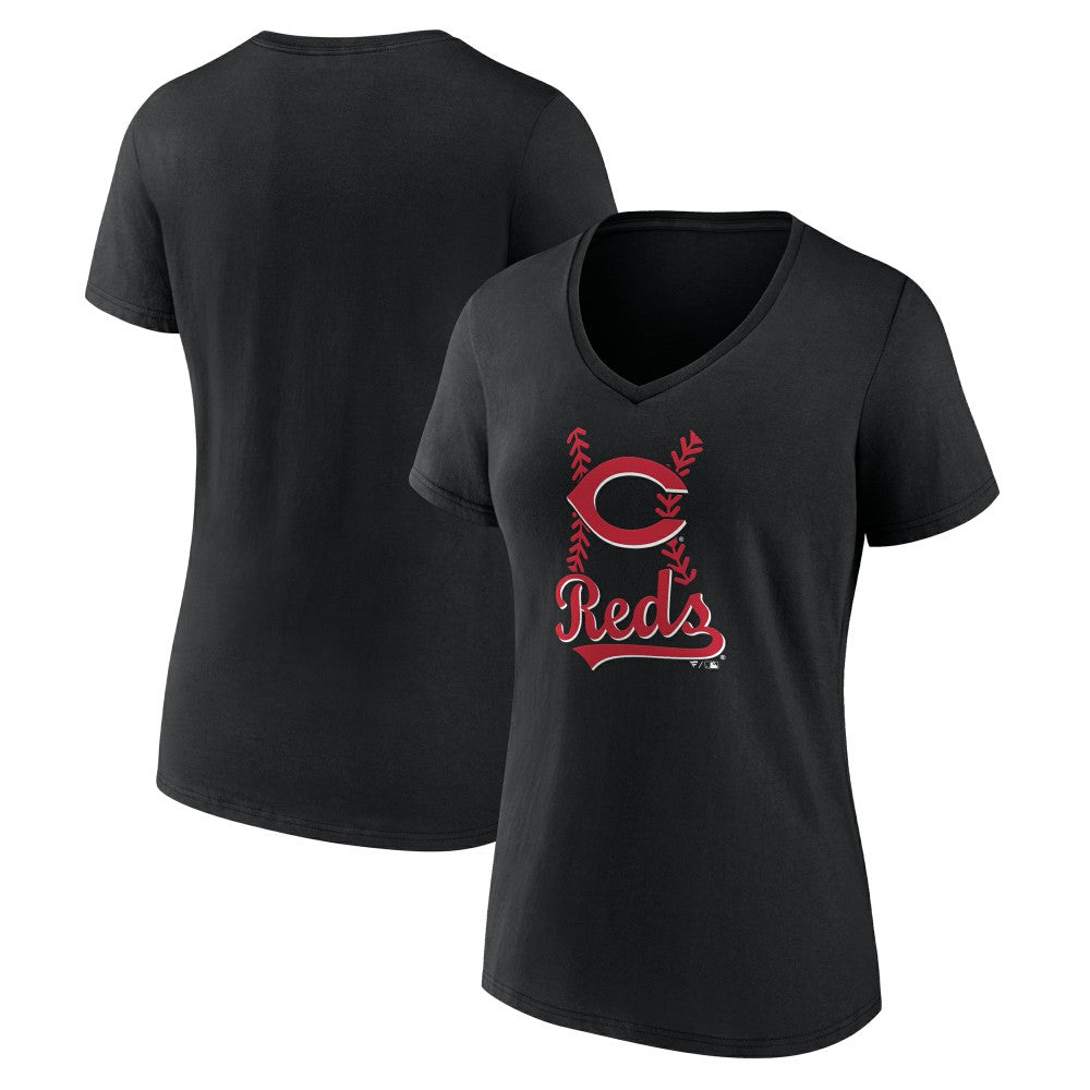Cincinnati Reds Women's Fastball V-Neck T-Shirt - MLB T-shirts
