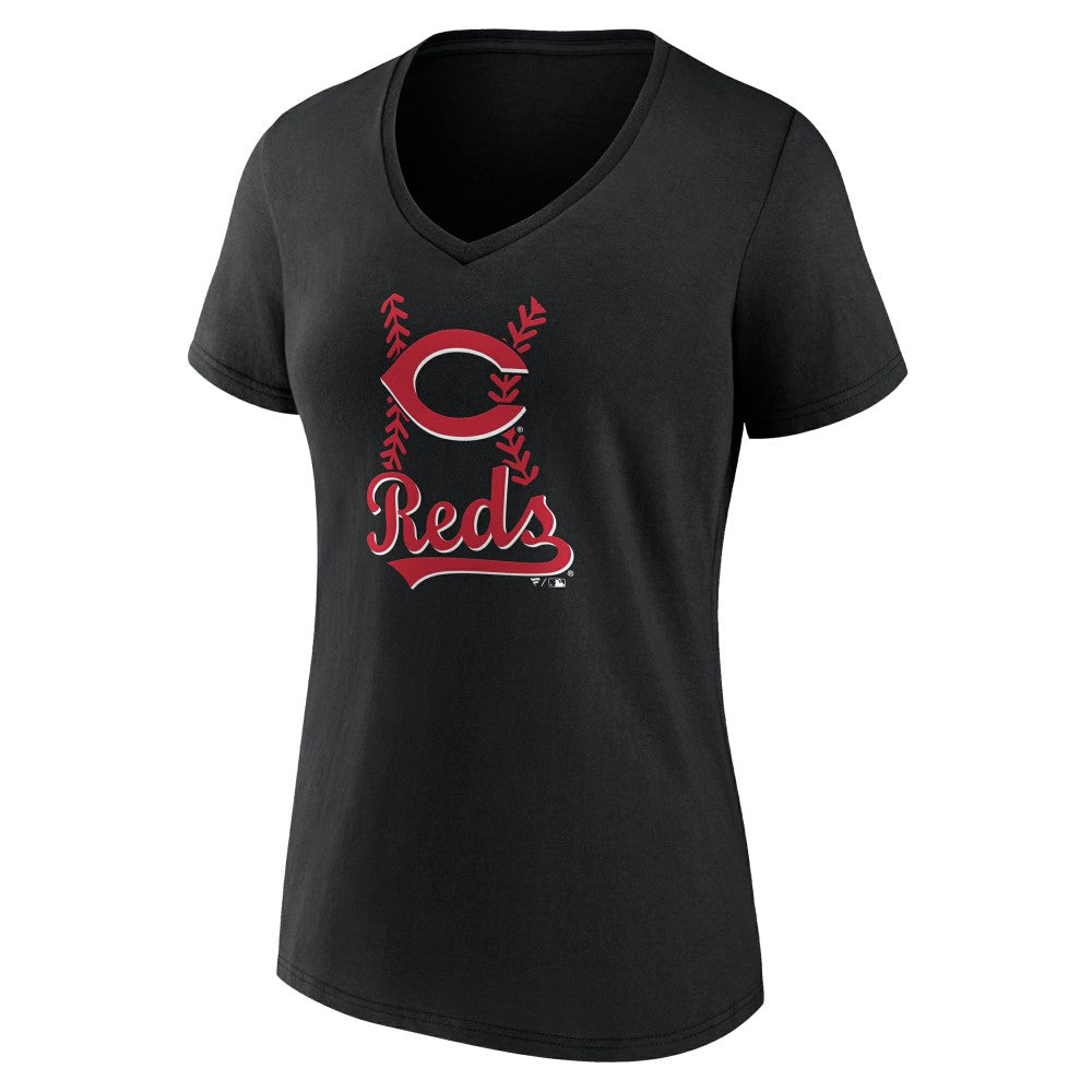 Cincinnati Reds Women's Fastball V-Neck T-Shirt - MLB T-shirts