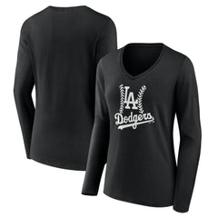 Los Angeles Dodgers Women's Fastball Long Sleeve V-Neck T-Shirt - MLB T-shirts