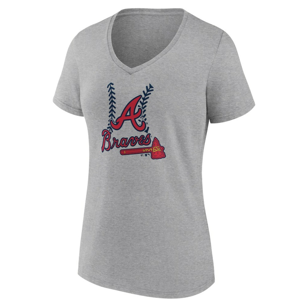 Atlanta Braves Women's Fastball V-Neck T-Shirt - MLB T-shirts