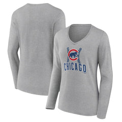 Chicago Cubs Women's Fastball Long Sleeve V-Neck T-Shirt - MLB T-shirts