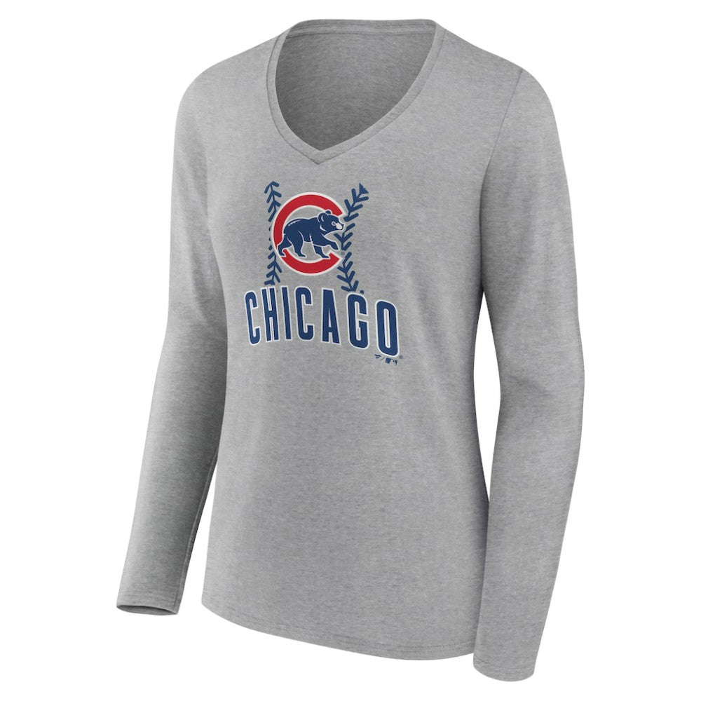 Chicago Cubs Women's Fastball Long Sleeve V-Neck T-Shirt - MLB T-shirts