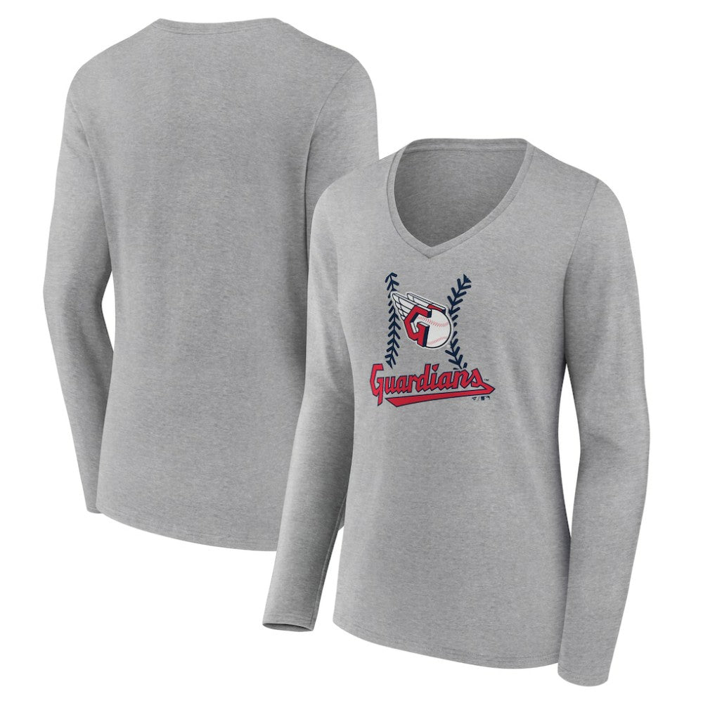 Cleveland Guardians Women's Fastball Long Sleeve V-Neck T-Shirt - MLB T-shirts