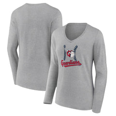 Cleveland Guardians Women's Fastball Long Sleeve V-Neck T-Shirt - MLB T-shirts