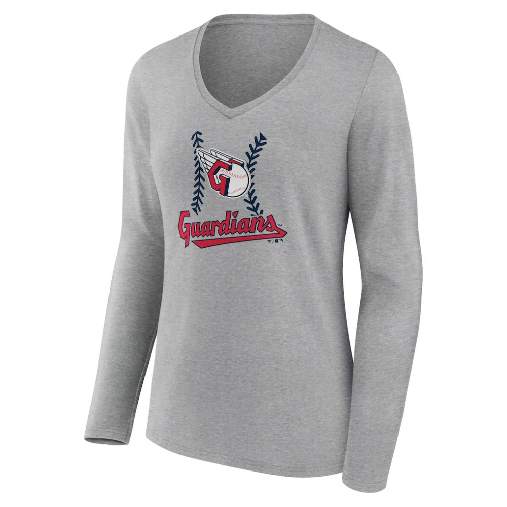 Cleveland Guardians Women's Fastball Long Sleeve V-Neck T-Shirt - MLB T-shirts