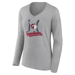 Cleveland Guardians Women's Fastball Long Sleeve V-Neck T-Shirt - MLB T-shirts