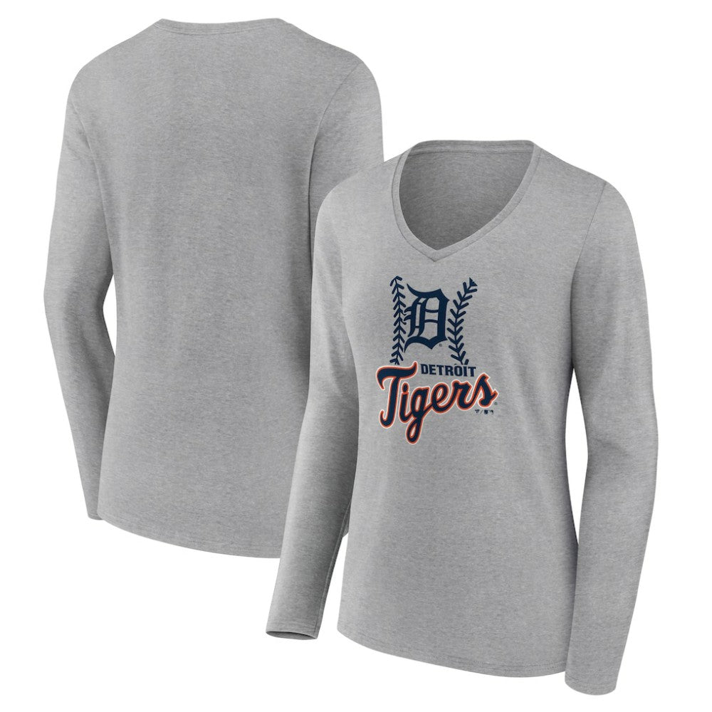 Detroit Tigers Women's Fastball Long Sleeve V-Neck T-Shirt - MLB T-shirts
