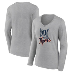 Detroit Tigers Women's Fastball Long Sleeve V-Neck T-Shirt - MLB T-shirts