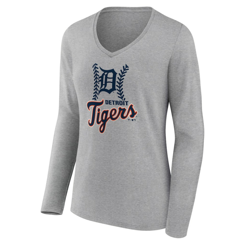 Detroit Tigers Women's Fastball Long Sleeve V-Neck T-Shirt - MLB T-shirts