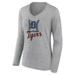 Detroit Tigers Women's Fastball Long Sleeve V-Neck T-Shirt - MLB T-shirts