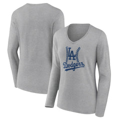 Los Angeles Dodgers Women's Fastball Long Sleeve V-Neck T-Shirt - MLB T-shirts