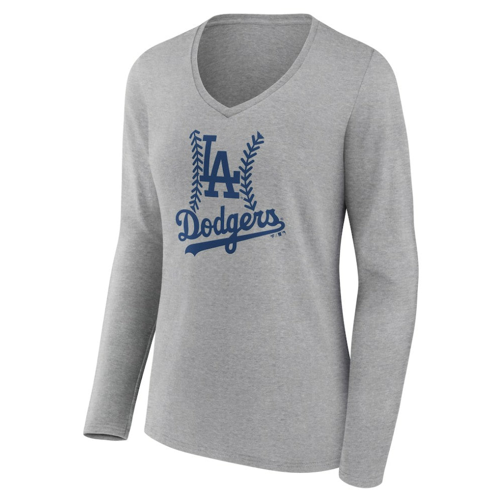 Los Angeles Dodgers Women's Fastball Long Sleeve V-Neck T-Shirt - MLB T-shirts