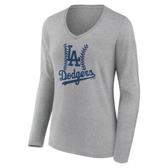 Los Angeles Dodgers Women's Fastball Long Sleeve V-Neck T-Shirt - MLB T-shirts