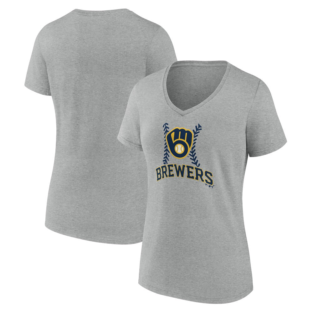 Milwaukee Brewers Women's Fastball V-Neck T-Shirt - MLB T-shirts
