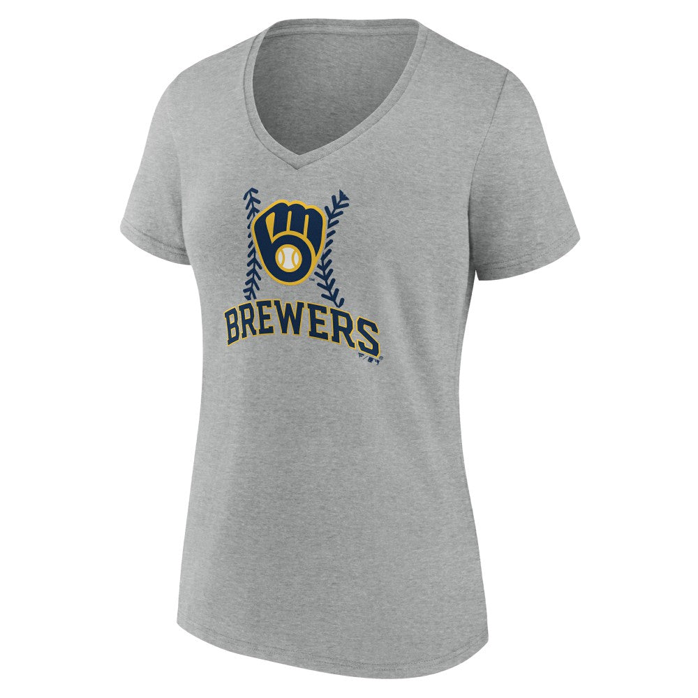 Milwaukee Brewers Women's Fastball V-Neck T-Shirt - MLB T-shirts