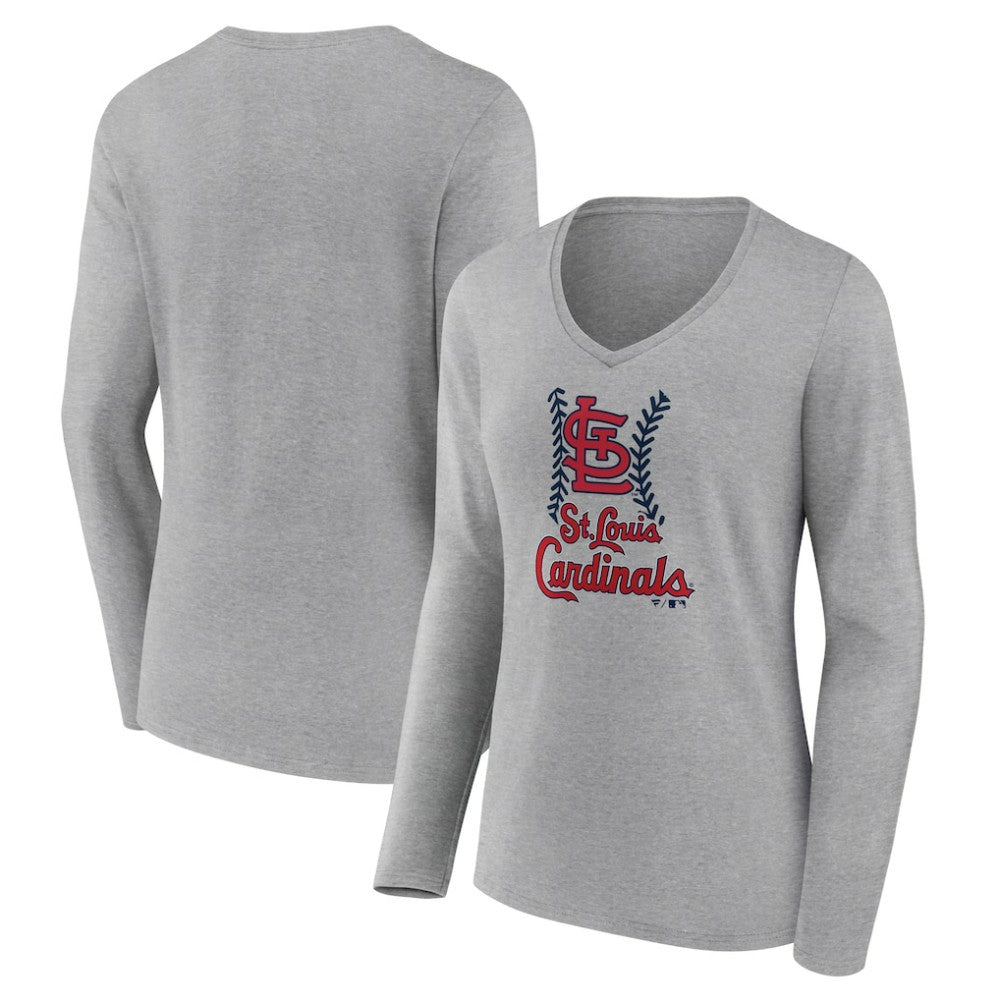 St. Louis Cardinals Women's Fastball Long Sleeve V-Neck T-Shirt - MLB T-shirts