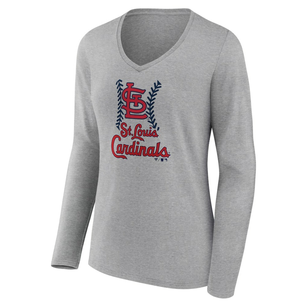 St. Louis Cardinals Women's Fastball Long Sleeve V-Neck T-Shirt - MLB T-shirts