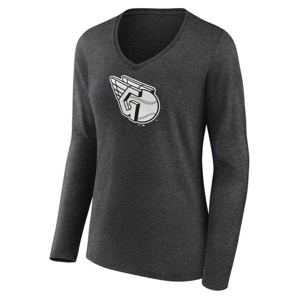 Cleveland Guardians Women's Monochrome Long Sleeve V-Neck T-Shirt - MLB T-shirts