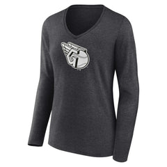 Cleveland Guardians Women's Monochrome Long Sleeve V-Neck T-Shirt - MLB T-shirts