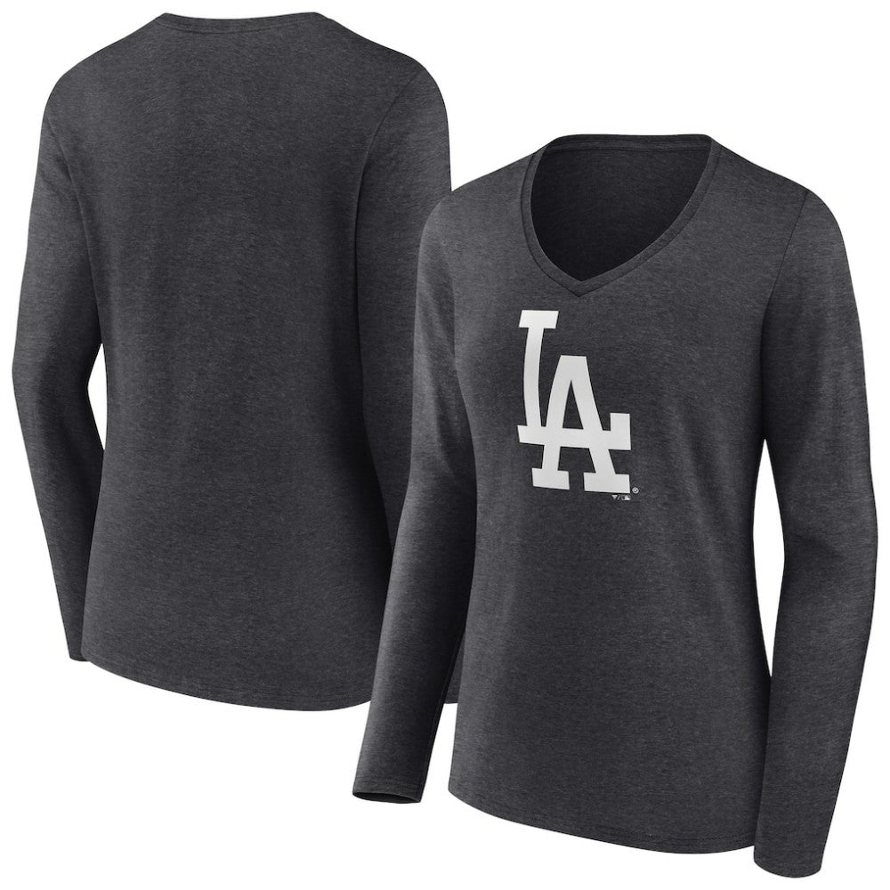 Los Angeles Dodgers Women's Monochrome Long Sleeve V-Neck T-Shirt - MLB T-shirts