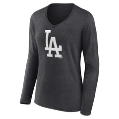 Los Angeles Dodgers Women's Monochrome Long Sleeve V-Neck T-Shirt - MLB T-shirts
