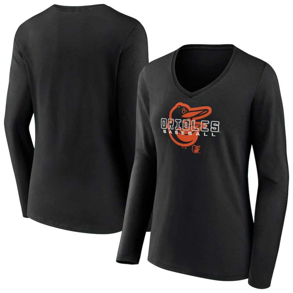 Baltimore Orioles Women's Stellar Long Sleeve V-Neck T-Shirt - MLB T-shirts