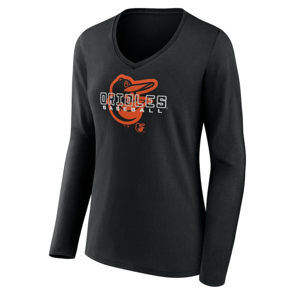 Baltimore Orioles Women's Stellar Long Sleeve V-Neck T-Shirt - MLB T-shirts
