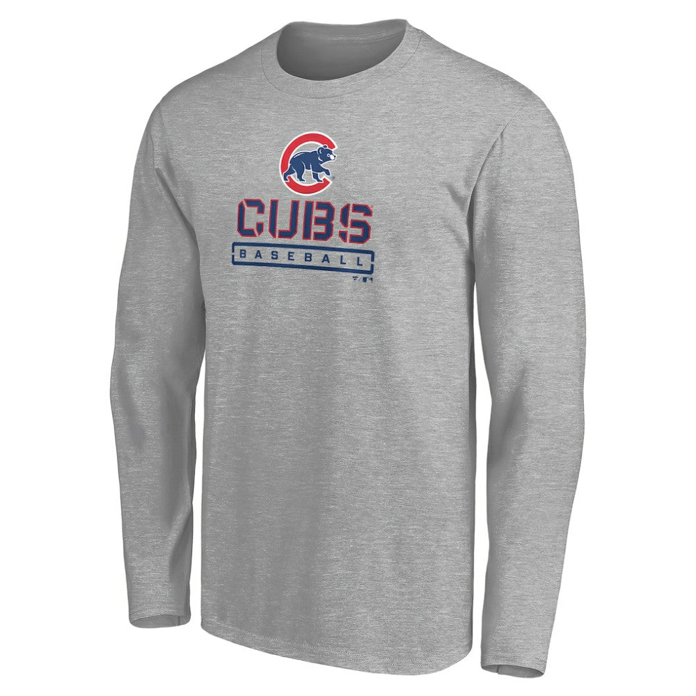 Chicago Cubs Evanston Stencil Long Sleeve T-Shirt - MLB T-shirts