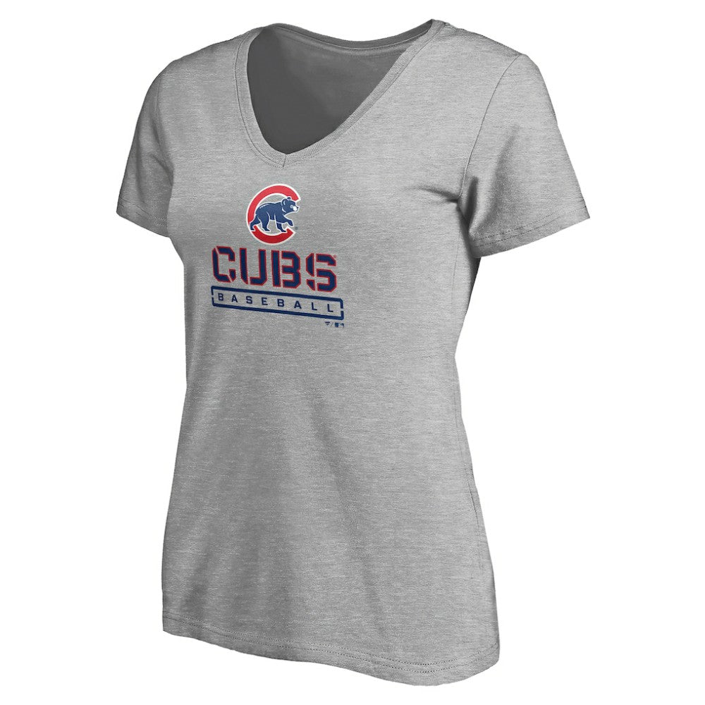 Chicago Cubs Women's Evanston Stencil V-Neck T-Shirt - MLB T-shirts