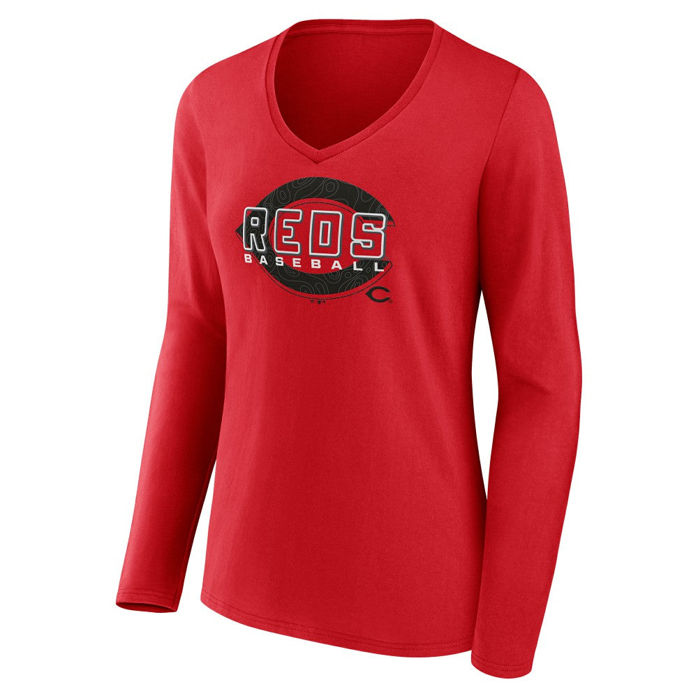 Cincinnati Reds Women's Stellar Long Sleeve V-Neck T-Shirt - MLB T-shirts