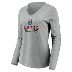 Detroit Tigers Women's Evanston Stencil Long Sleeve V-Neck T-Shirt - MLB T-shirts
