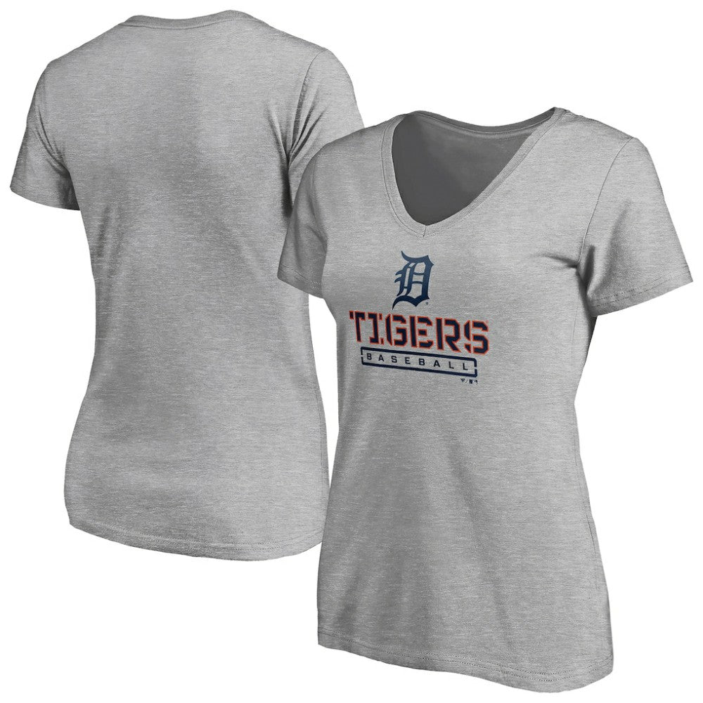 Detroit Tigers Women's Evanston Stencil V-Neck T-Shirt - MLB T-shirts