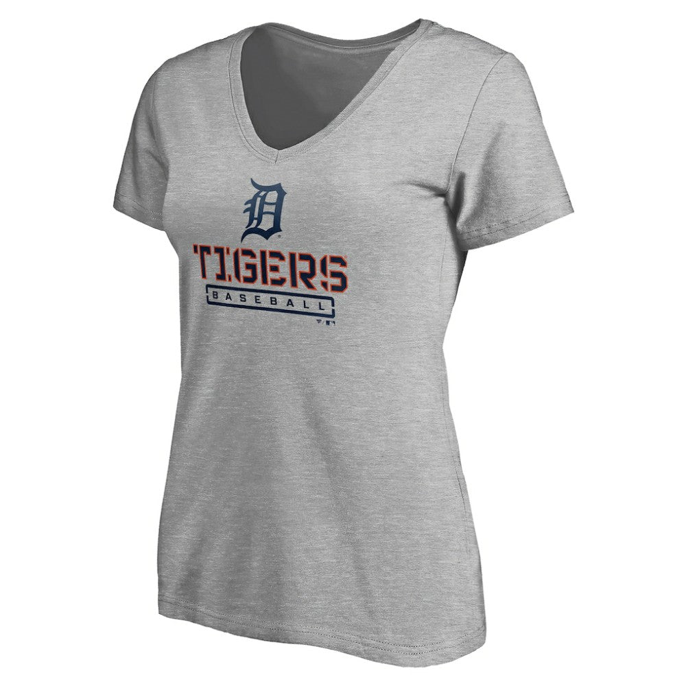 Detroit Tigers Women's Evanston Stencil V-Neck T-Shirt - MLB T-shirts