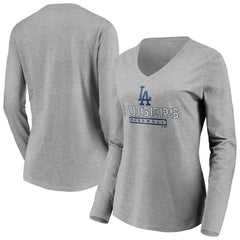 Los Angeles Dodgers Women's Evanston Stencil Long Sleeve V-Neck T-Shirt - MLB T-shirts