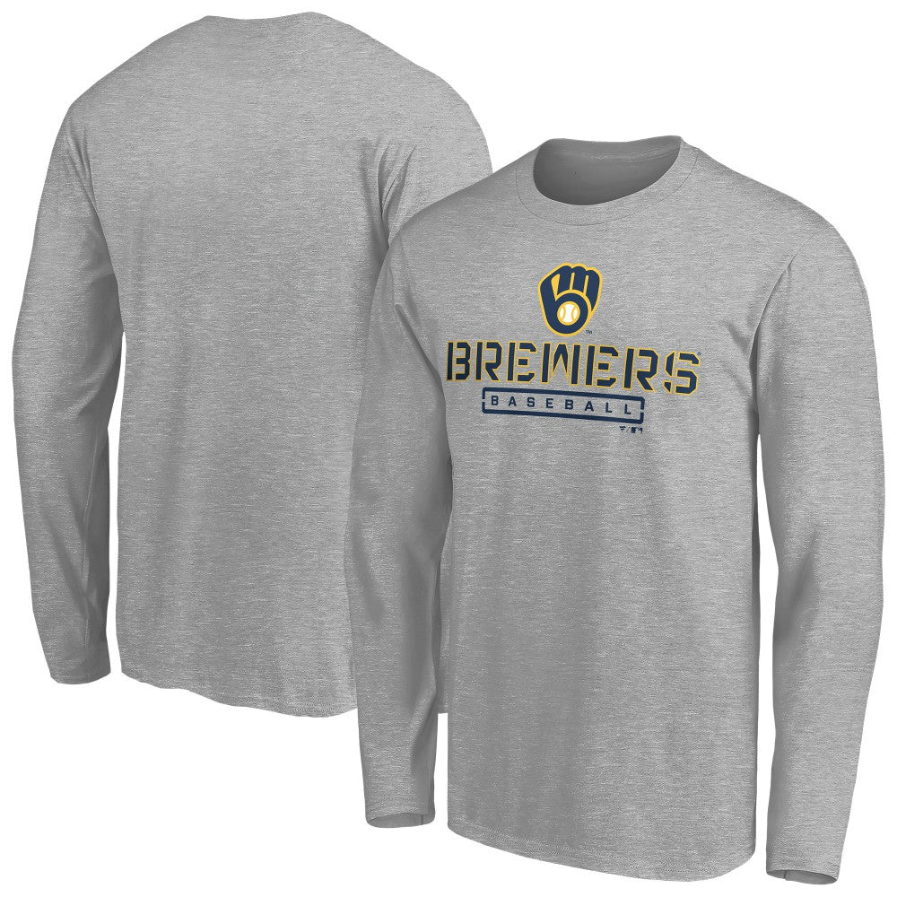 Milwaukee Brewers Evanston Stencil Long Sleeve T-Shirt - MLB T-shirts