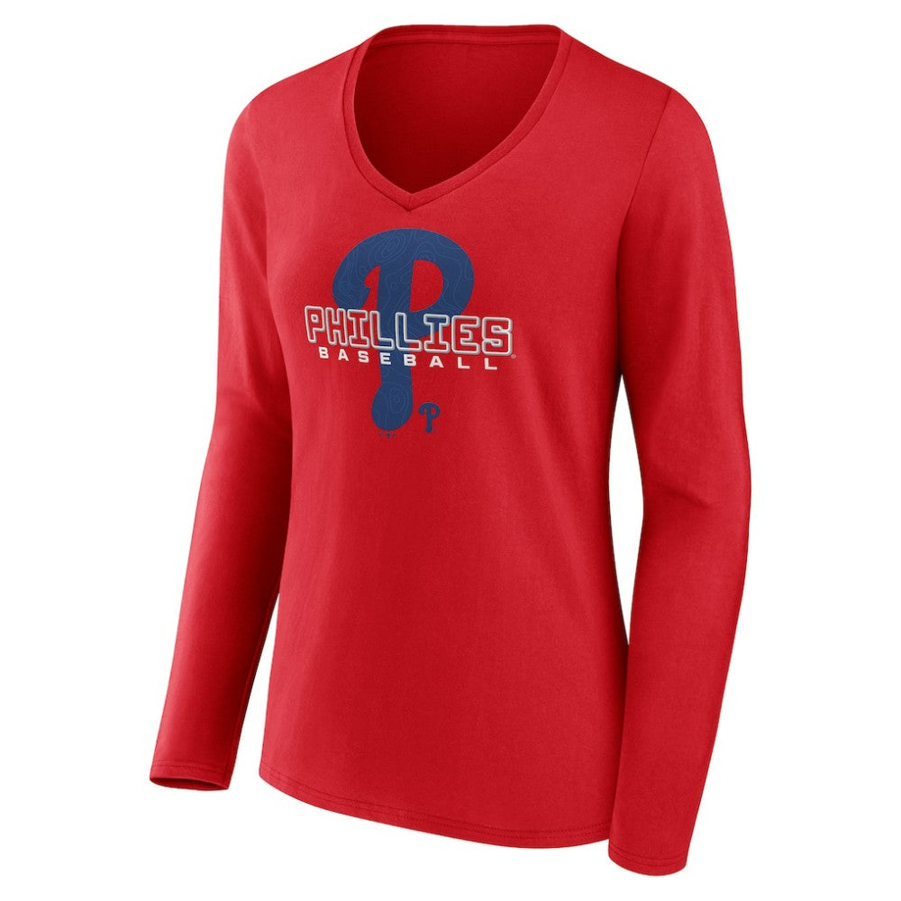 Philadelphia Phillies Women's Stellar Long Sleeve V-Neck T-Shirt - MLB T-shirts