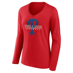 Philadelphia Phillies Women's Stellar Long Sleeve V-Neck T-Shirt - MLB T-shirts