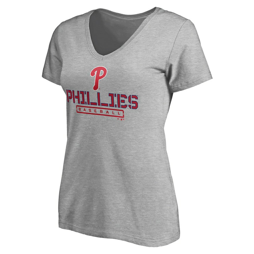 Philadelphia Phillies Women's Evanston Stencil V-Neck T-Shirt - MLB T-shirts