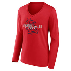 St. Louis Cardinals Women's Stellar Long Sleeve V-Neck T-Shirt - MLB T-shirts