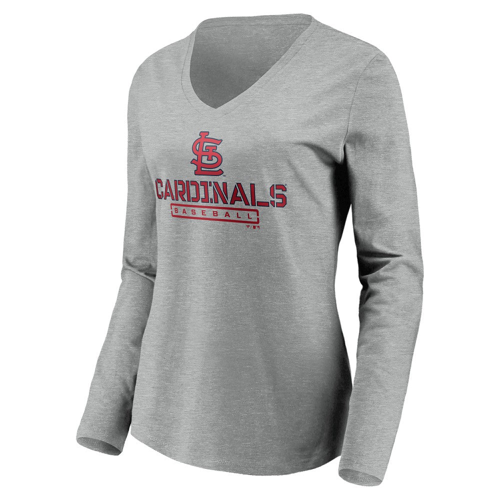 St. Louis Cardinals Women's Evanston Stencil Long Sleeve V-Neck T-Shirt - MLB T-shirts