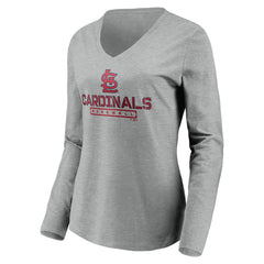 St. Louis Cardinals Women's Evanston Stencil Long Sleeve V-Neck T-Shirt - MLB T-shirts