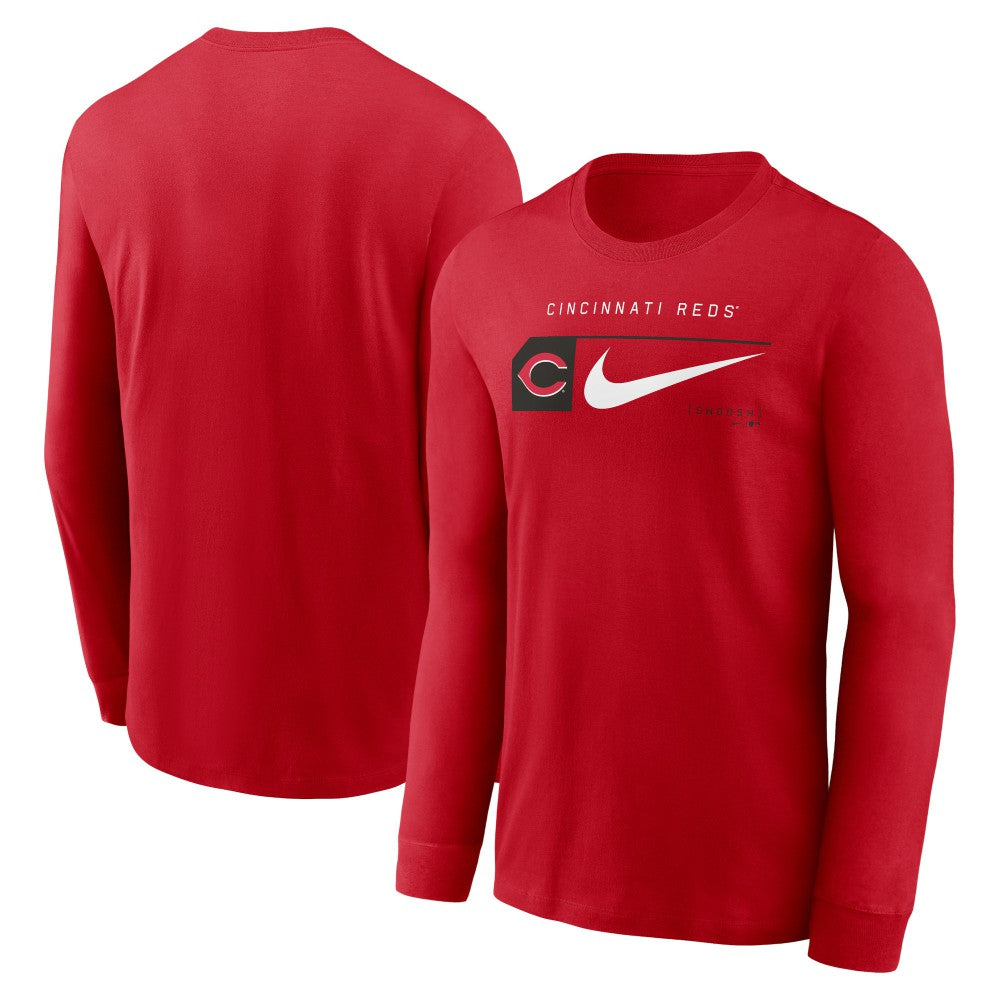 Cincinnati Reds Nike Local Logo Swoosh Lockup Long Sleeve T-Shirt - MLB T-shirts