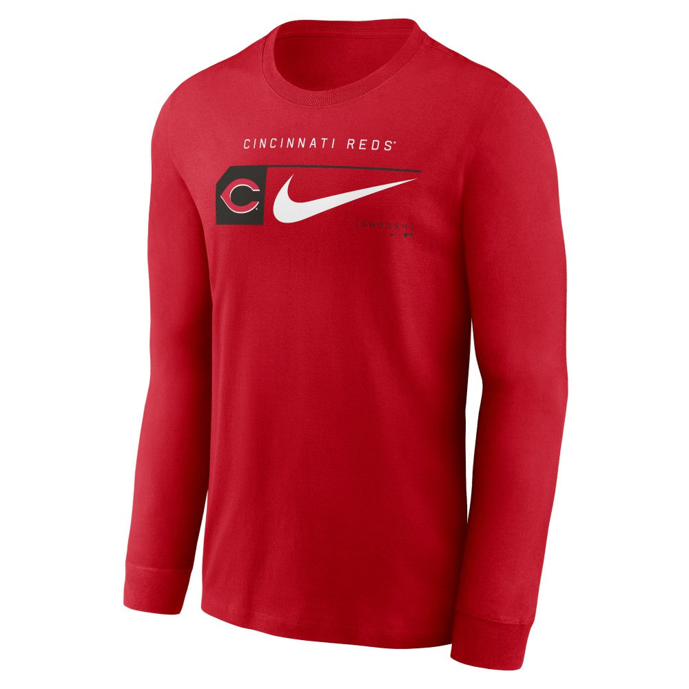 Cincinnati Reds Nike Local Logo Swoosh Lockup Long Sleeve T-Shirt - MLB T-shirts